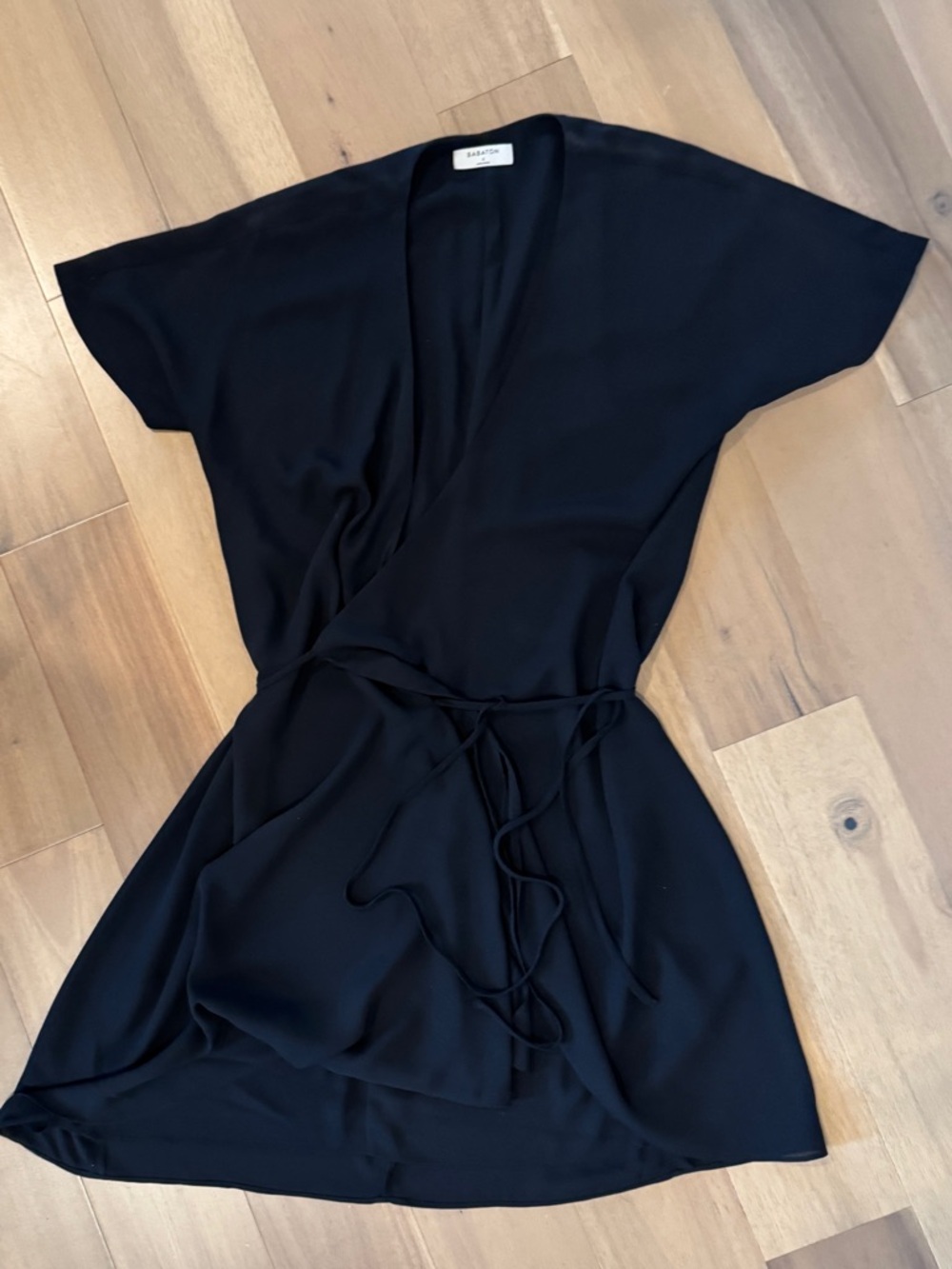 Babaton Black Wrap-Style Dress with Tie Waist